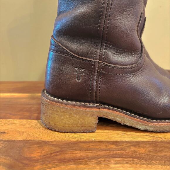 Frye Shearling Campus Boots, Rich Cocoa Brown Leather, Gum Sole, Womens 5.5 - Picture 3 of 9